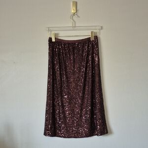 Soaked In Luxury Sequin Midi Skirt - Brown, Size M
